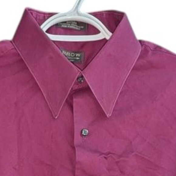 *3 FOR $9* Arrow Sateen Solid Long Sleeve Button Dress Shirt Wrinkle Free 16 1/2 - Picture 3 of 3